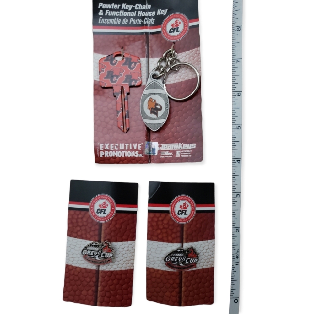 BC Lions 2011 99th Grey Cup Pins Key and Key Chain Bundle CFL Football Vancouver